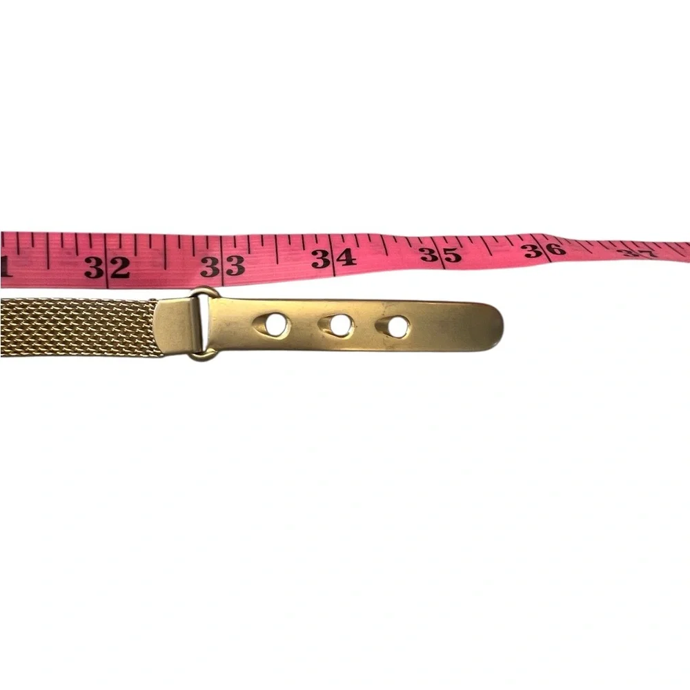 Vintage Gold Tone Metal Mesh Belt Criss Cross X’s 33.5-34.5” With Buckle Pretty!